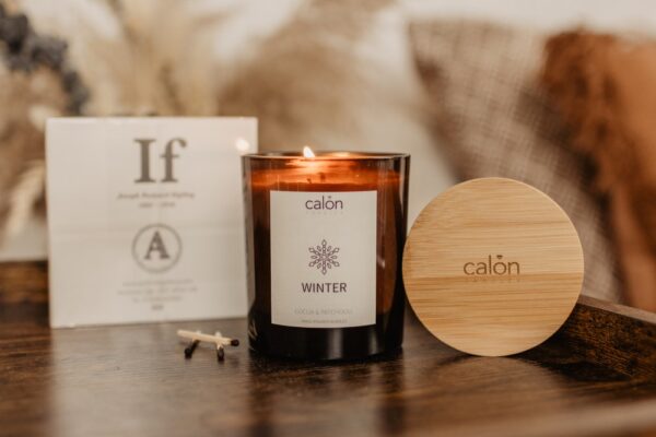 Cocoa & Patchouli Winter candle with lid and if matchbox