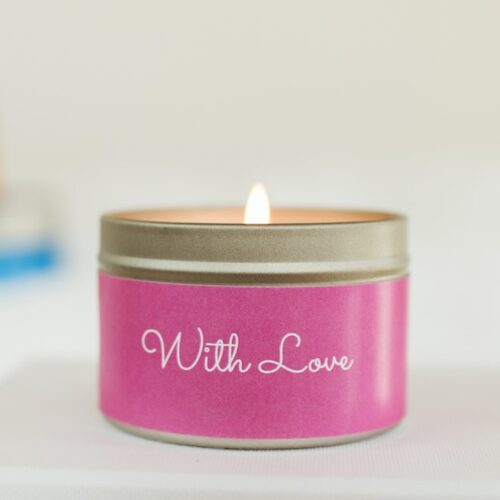 with love mini candle tin